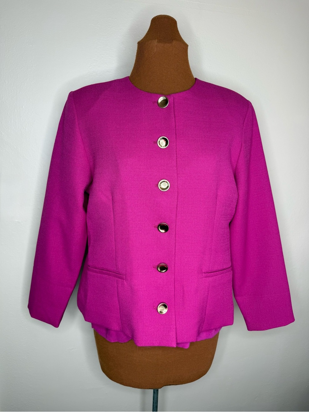 Bedford Fair Fuchsia Button-Front Coat Jacket With Shell Size 12P and Large